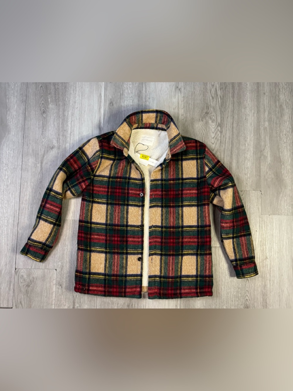 Scene & Heard Boy's Sherpa jacket Size 14-16 Plaid Button Front NWT
